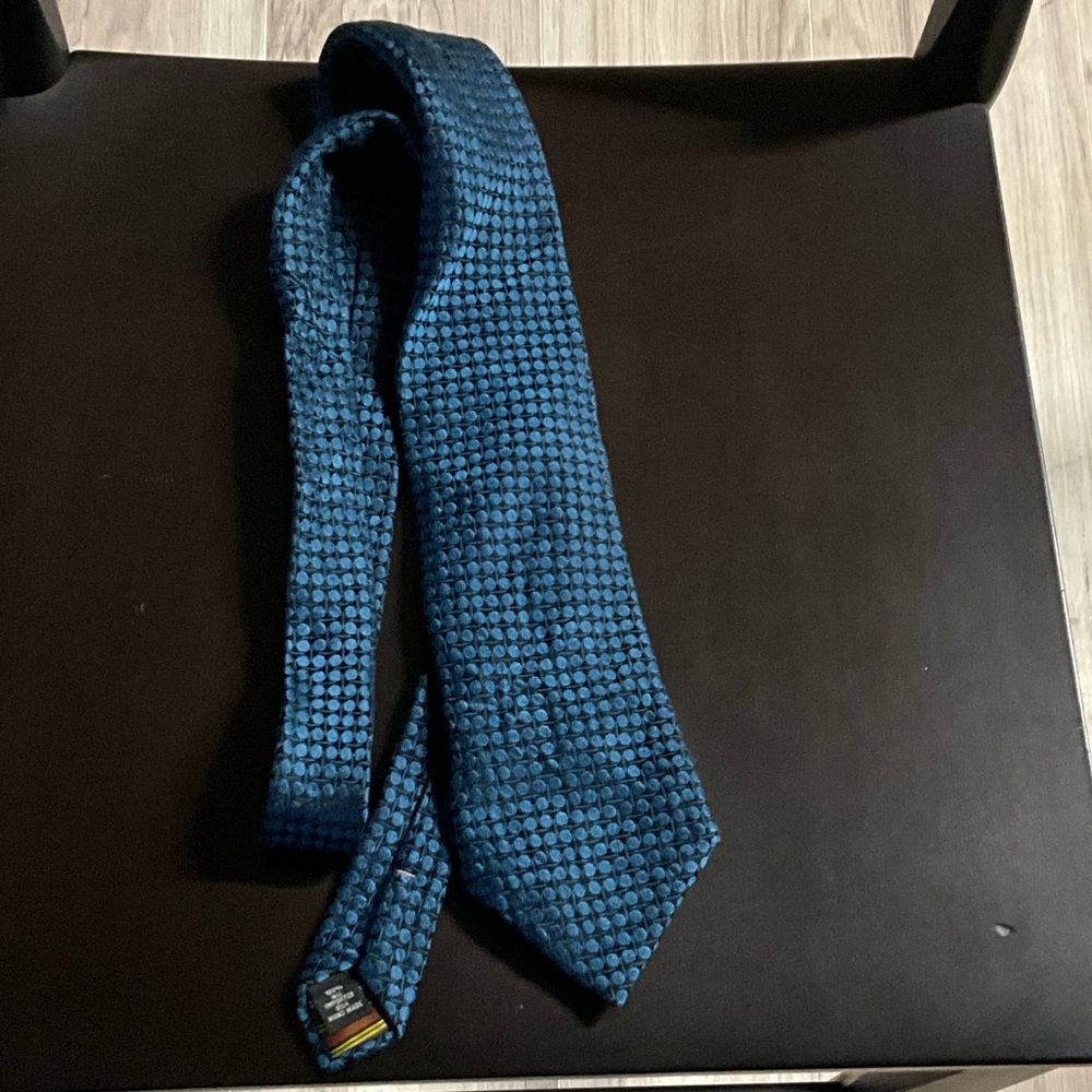 BCBG Paris Teal Blue Geometric Textured Tie